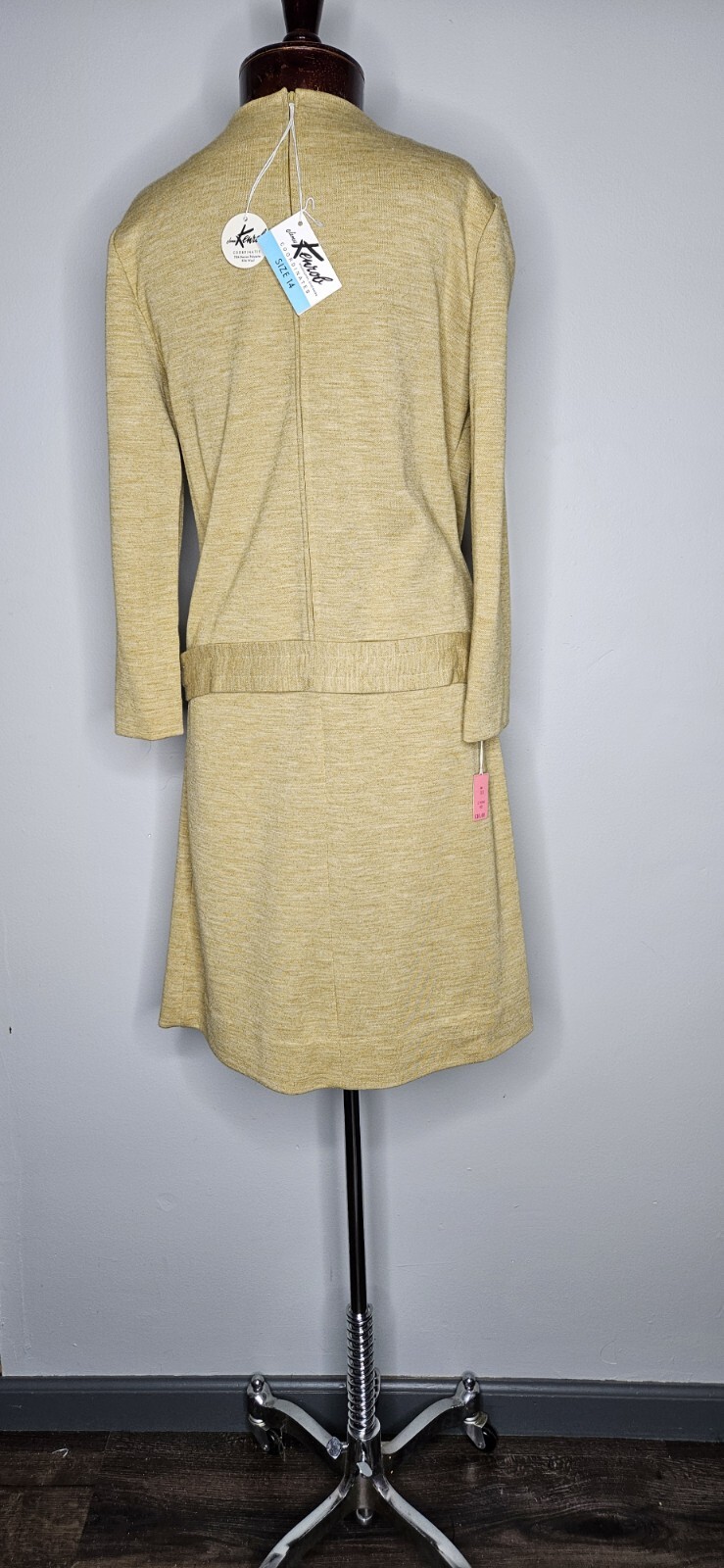 VTG 1970s Dalton James Kenrob NWT Tan Shift Dress Mod L