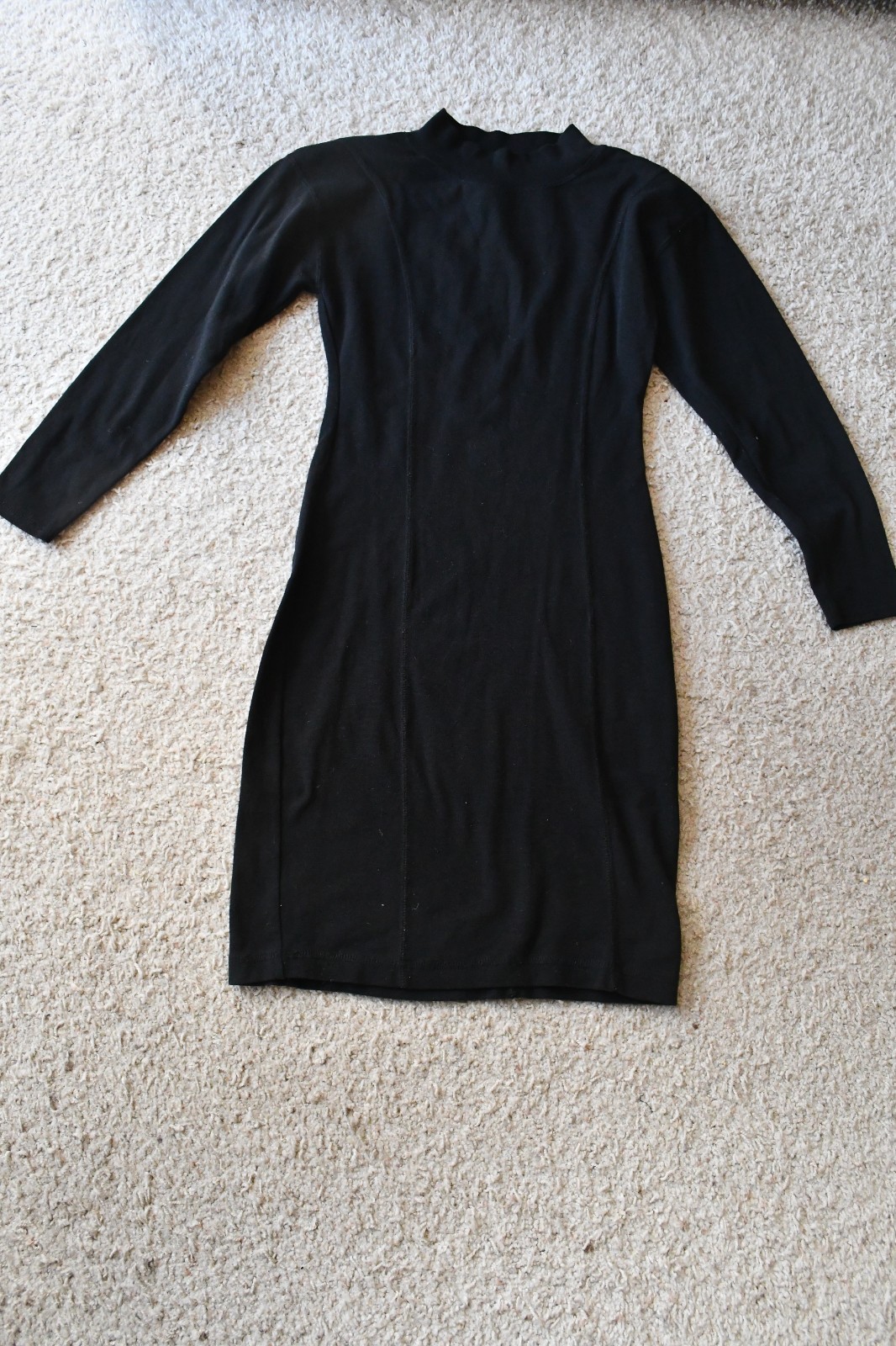 VINTAGE 90’S BLACK POLY COTTON SPANDEX DRESS PREZZIA SPORTSWEAR SMALL