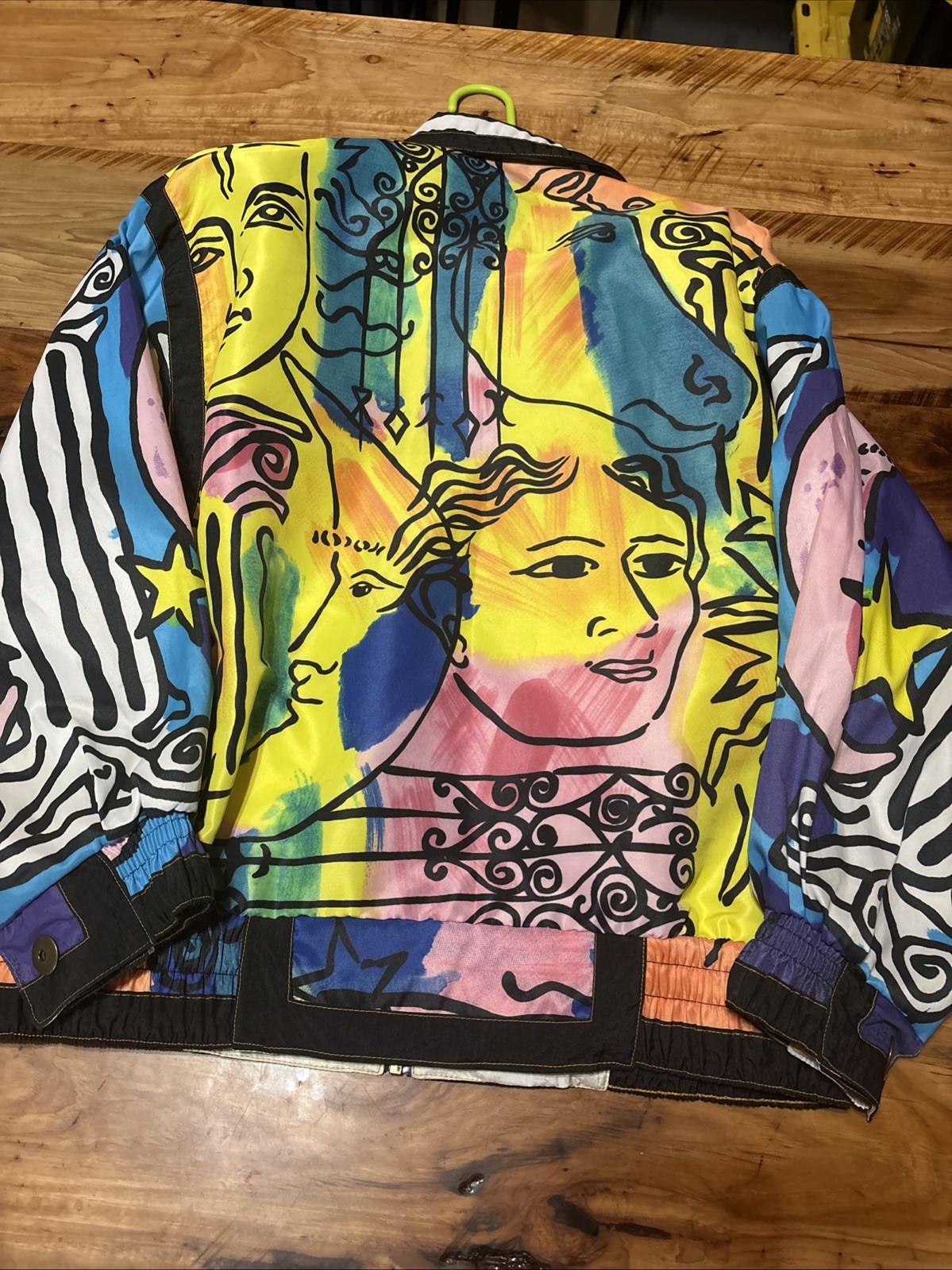 Vtg 90s Street Wear Picasso Abstract Full Zip Jacket Windbreaker Oversize Medium