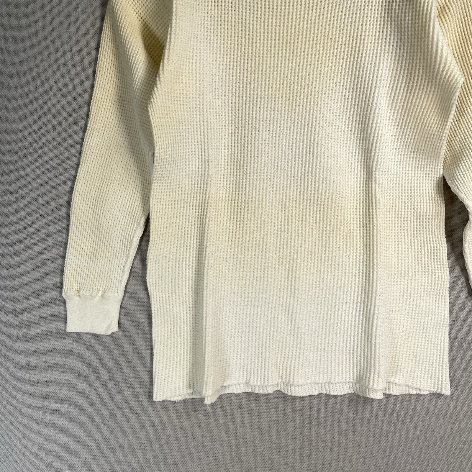 VINTAGE 50s 60s Sears Thermal T Shirt Womens Size Medium Waffle Knit Cotton Flaw