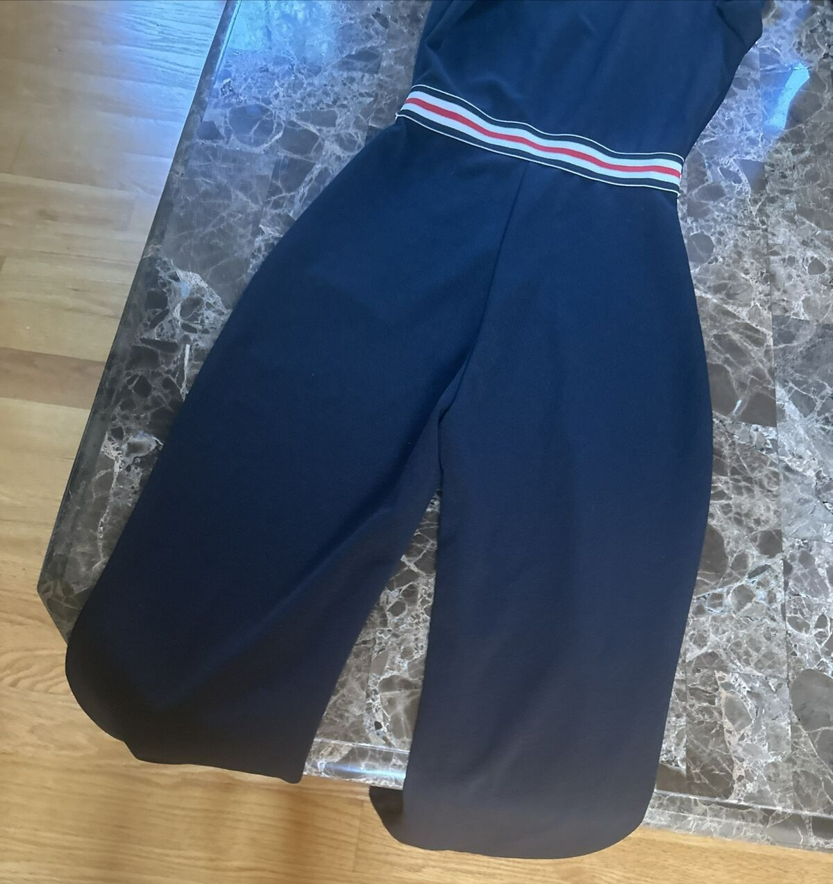 Vtg 70s Campus Casual Black Jumpsuit Romper Wide Leg Bell Bottom SZ S