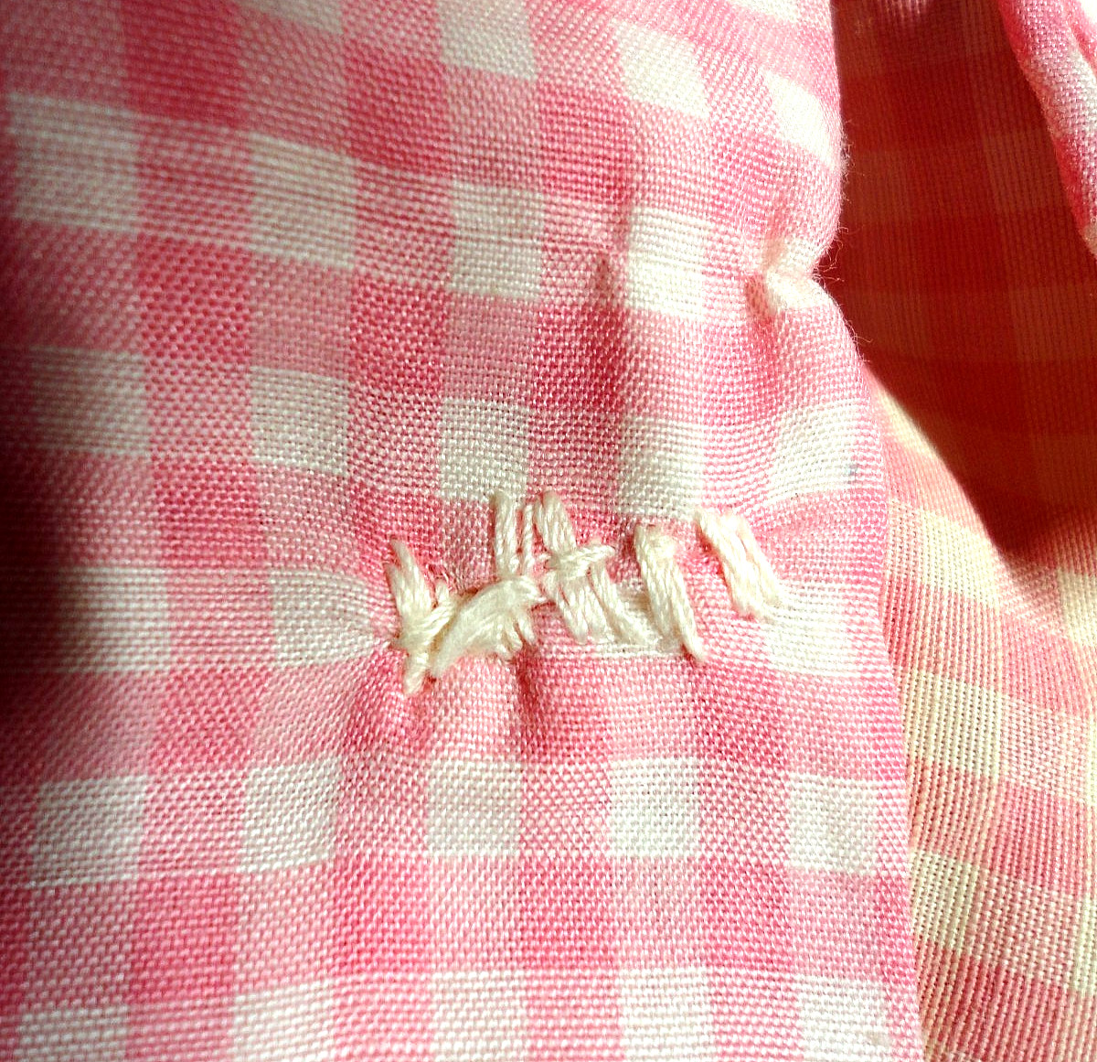 VINTAGE 1960’S JANTZEN BLOUSE*12*Pink and White Check*3/4 Sleeves*Excellent