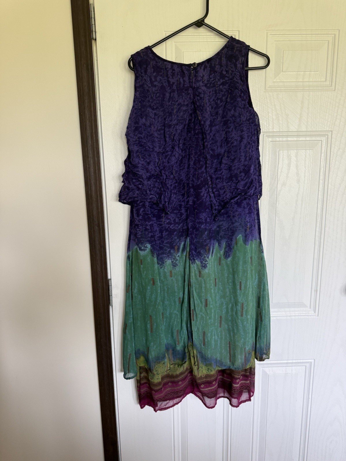 Vintage Phool purple turquoise layered rayon midi dress – M