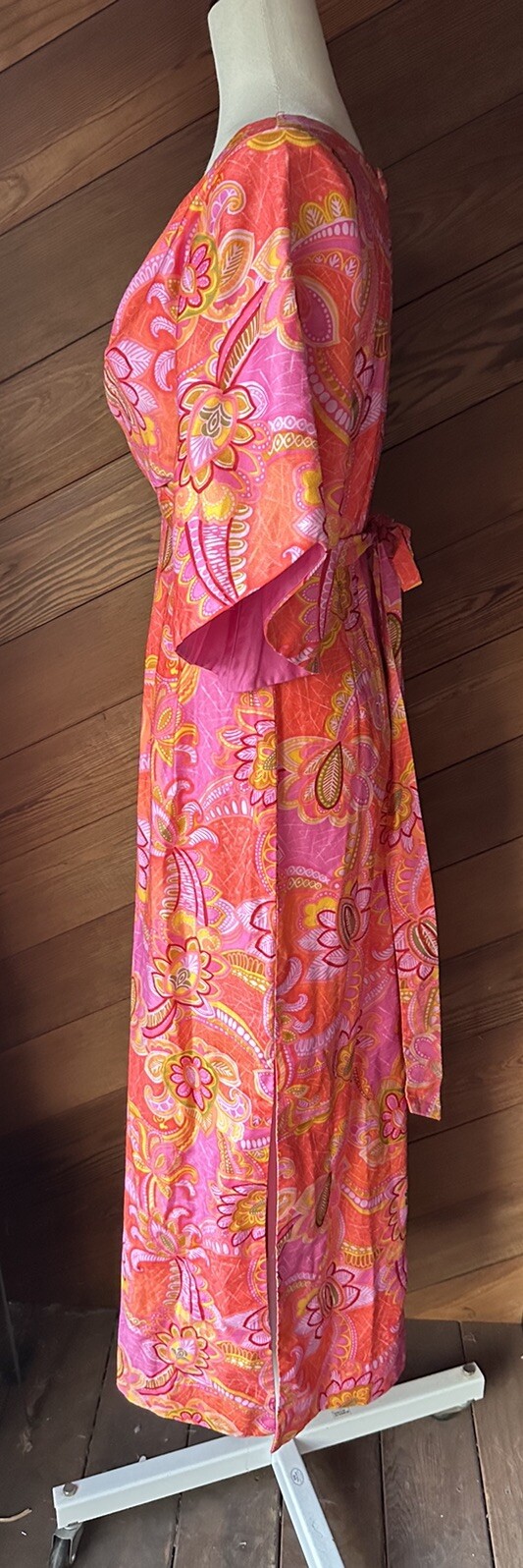 Vtg Stan Hicks Hawaiian Casuals Kimono Sleeve Maxi Muumuu Dress