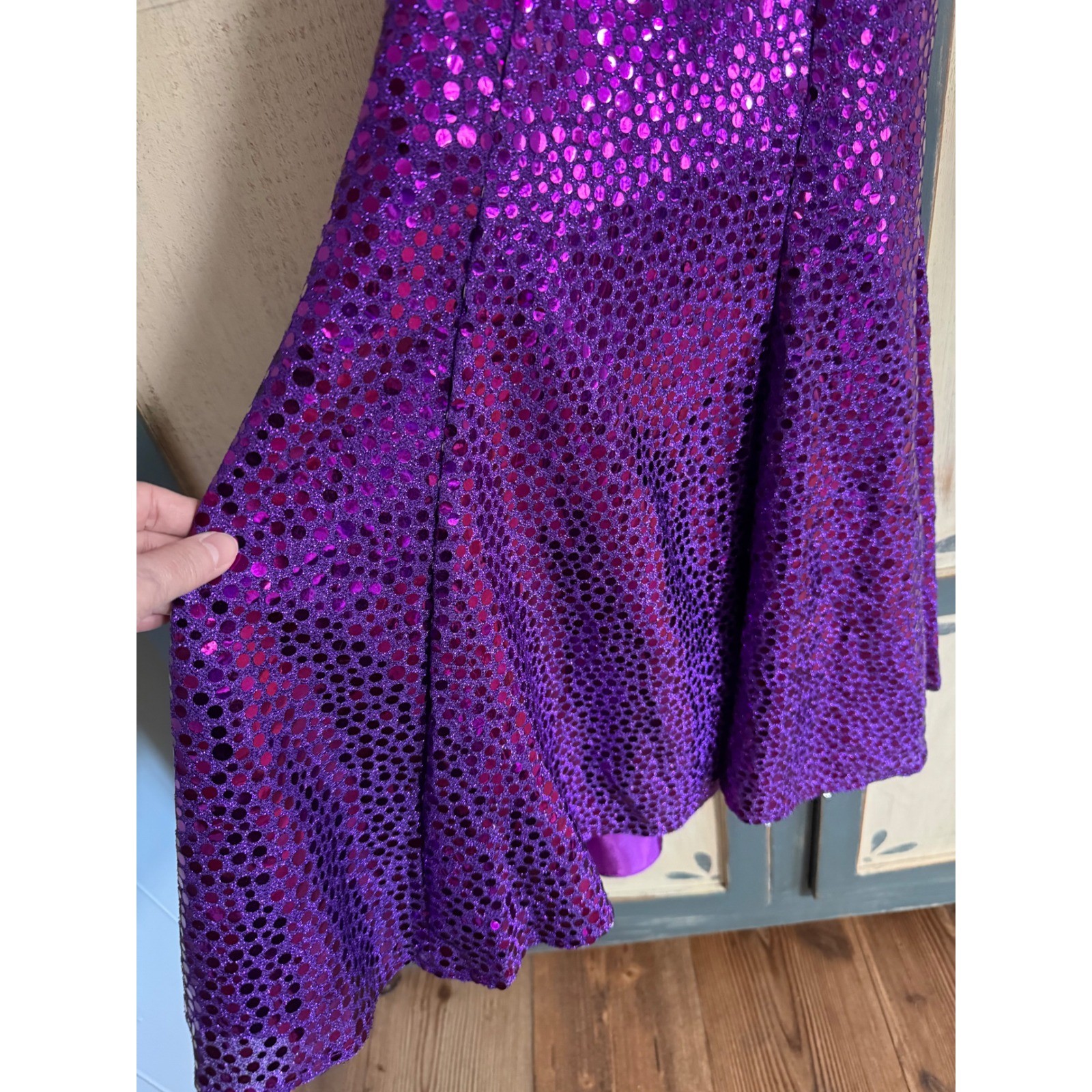 Vintage Flirtations Alfred Angelo Purple Sequin Halter Dress Prom Party USA