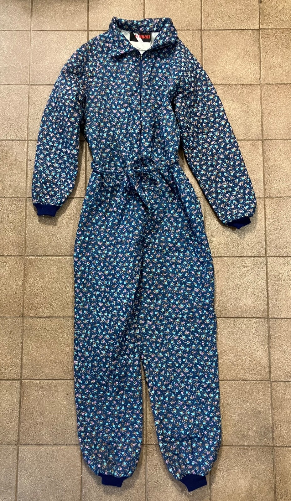 Vintage 70s Wiman Floral Quilt Jumpsuit Cottagecore Prairie Folk Size MEDIUM