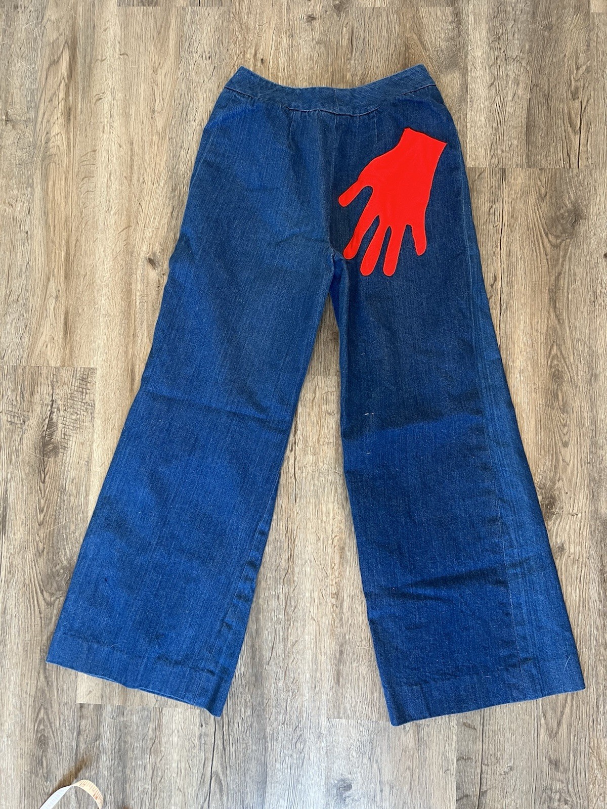 AMAZING Handmade Vintage Jeans Size 26×27 High Waist With Feature Pocket