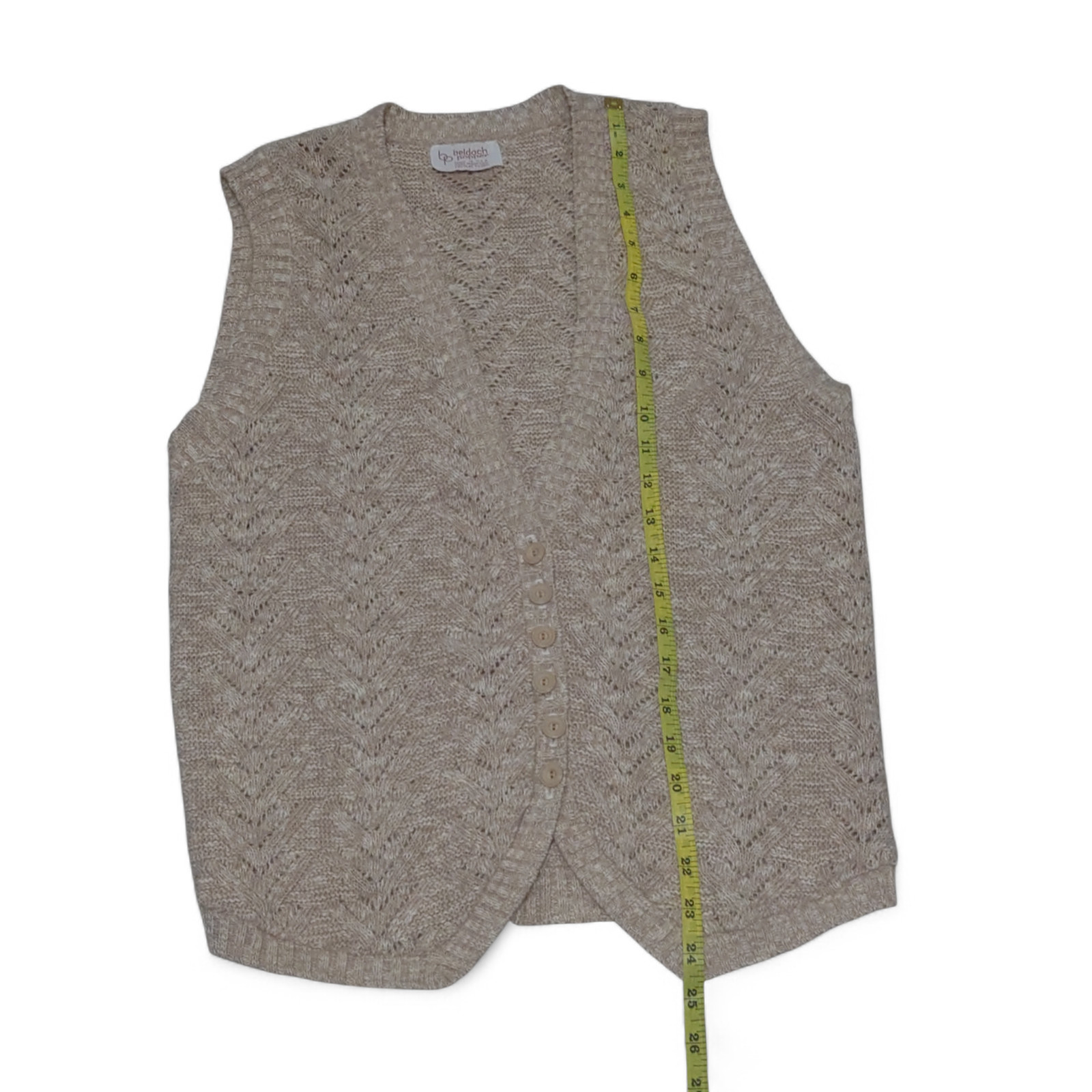 VTG Beldoch Popper Knit Vest Buttoned Down Cottagecore USA MADE Linen Cotton