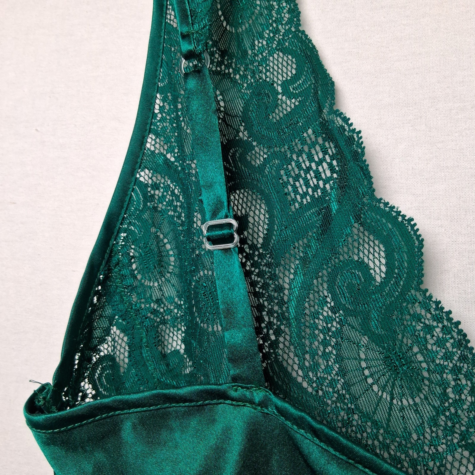 Vintage 1990s Victorias Secret Nightgown Small Emerald Green Lace Satin Intimate
