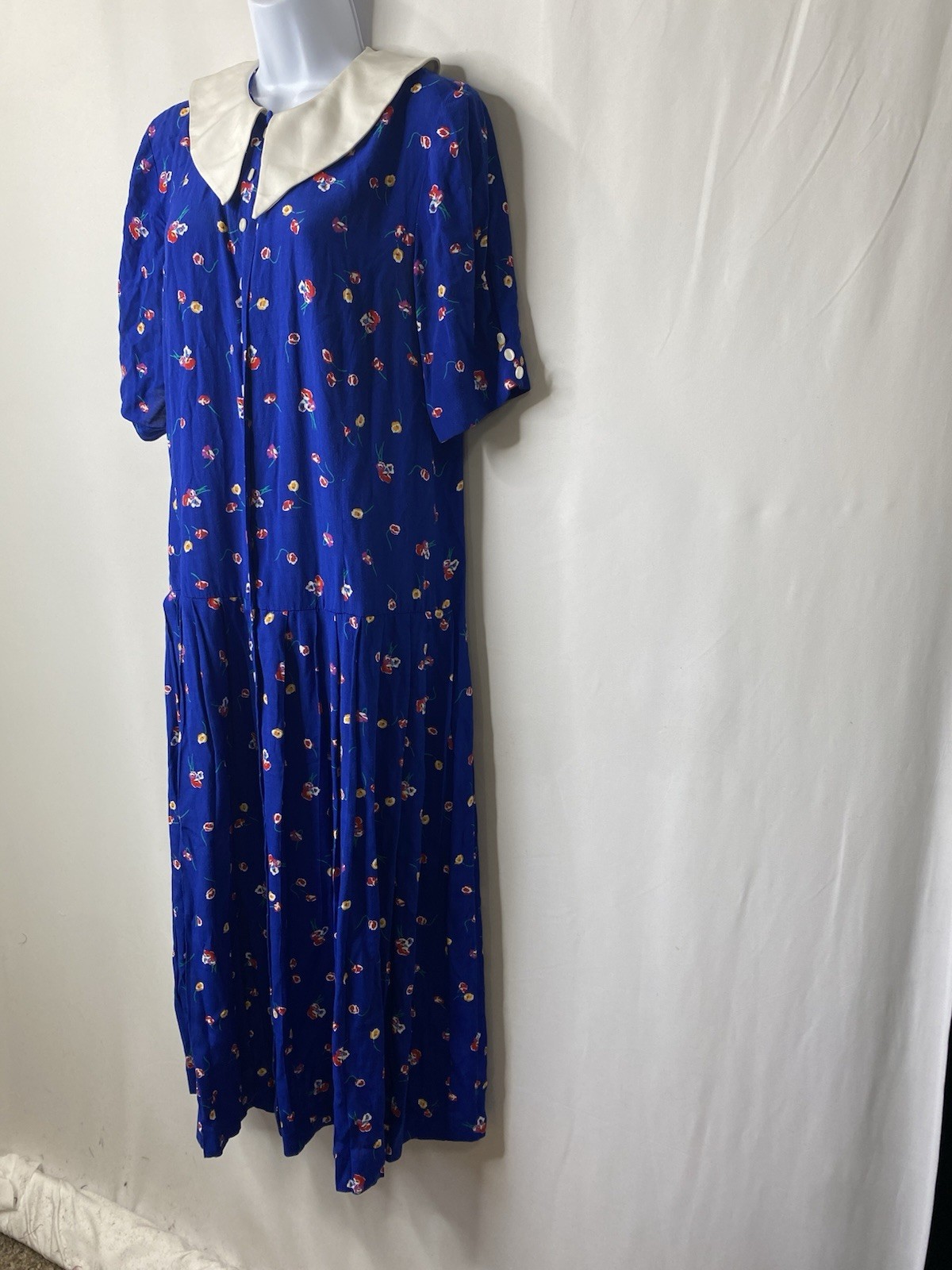 Vintage 80s Sailor Collar Dress Size 10 Cottagecore Nautical Dainty Patriotic
