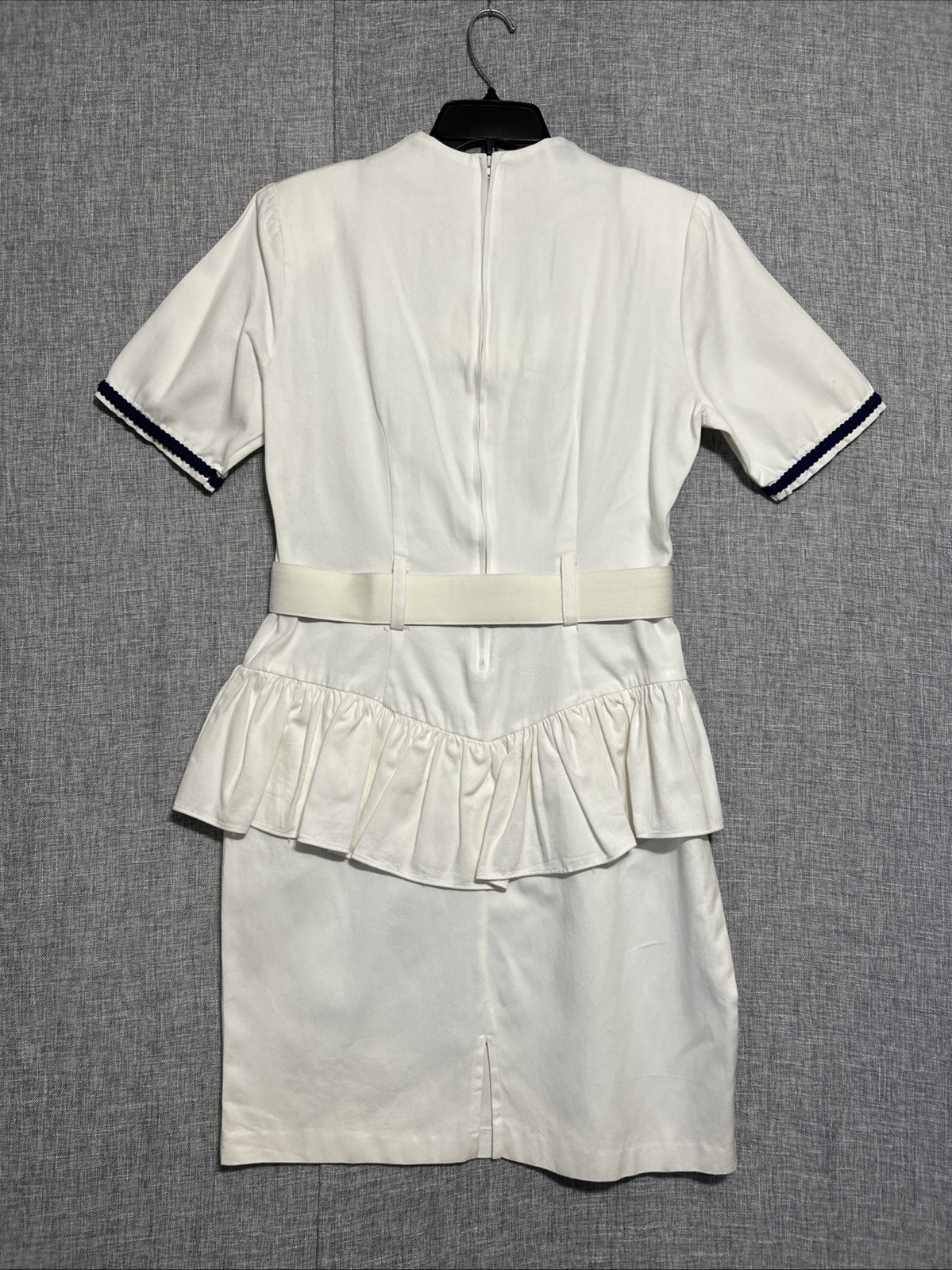 Mayvens Women’s Ivory VTG 1980s Sailor Stewardess Belted Party Dress Size 11