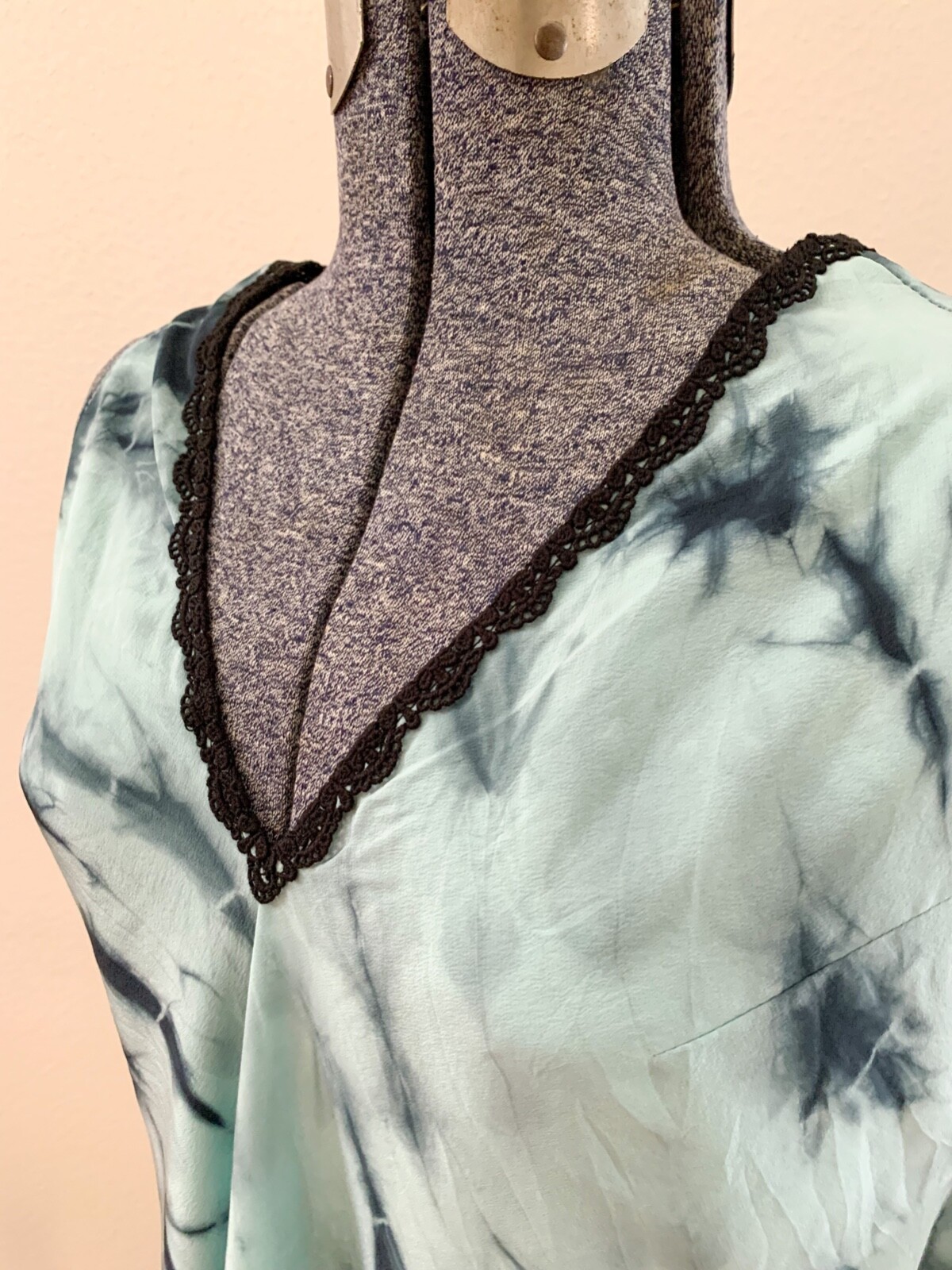 Asymmetrical Tie-Dyed Vintage Silk Coverup Dress