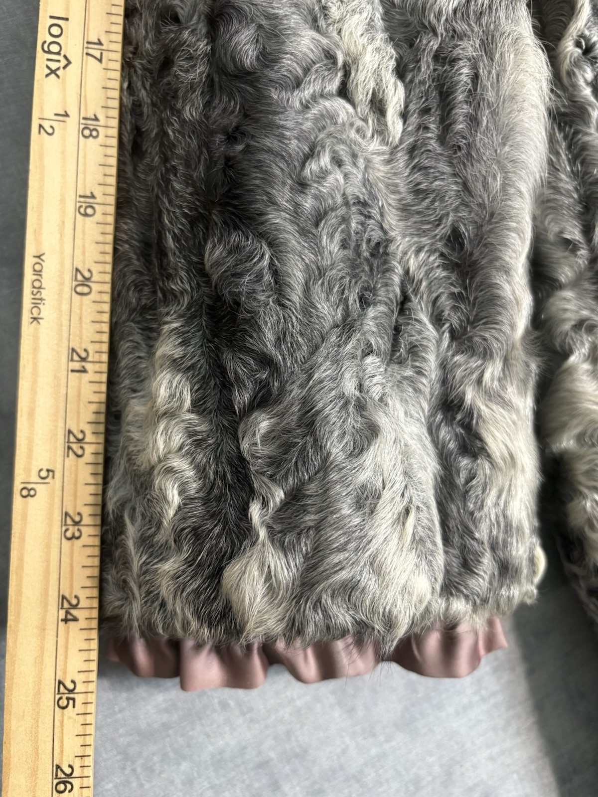 Vintage Persian Lamb Karakul Fur Coat Mink Collar Gray German Furrier M/L