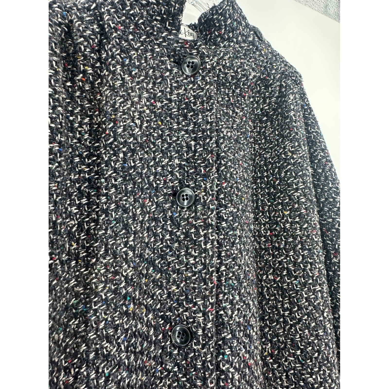 Vintage Herman Kay Wool Blend Tweed Cape Coat OS Made in USA Quiet Luxury Winter