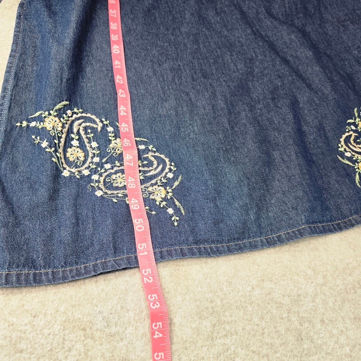 Vintage MPH Collection Denim Maxi Dress 1X Embroidered Western Prairie Cottage