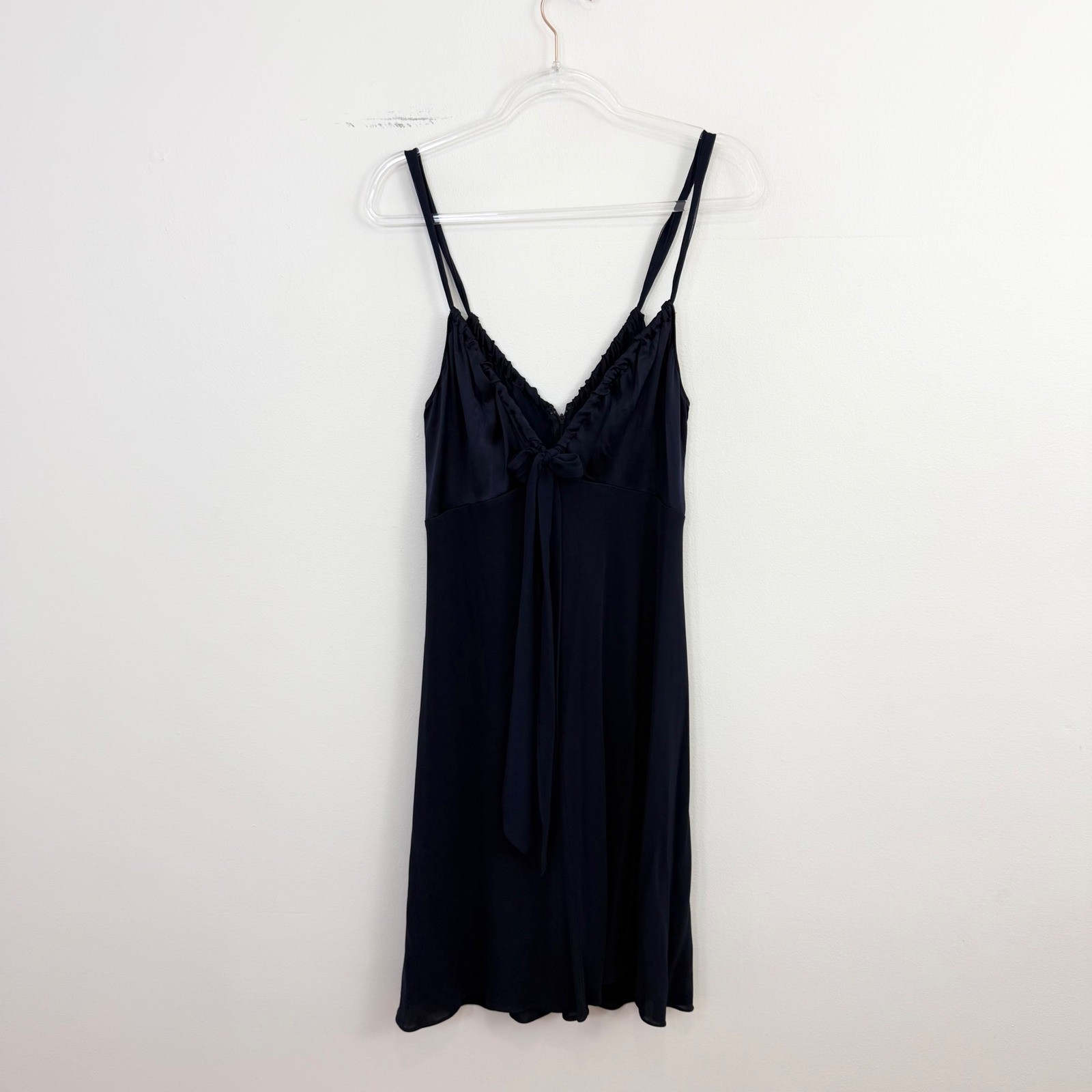 Vintage Vera Wang Navy Silk Blend Tie Front Slip Dress S