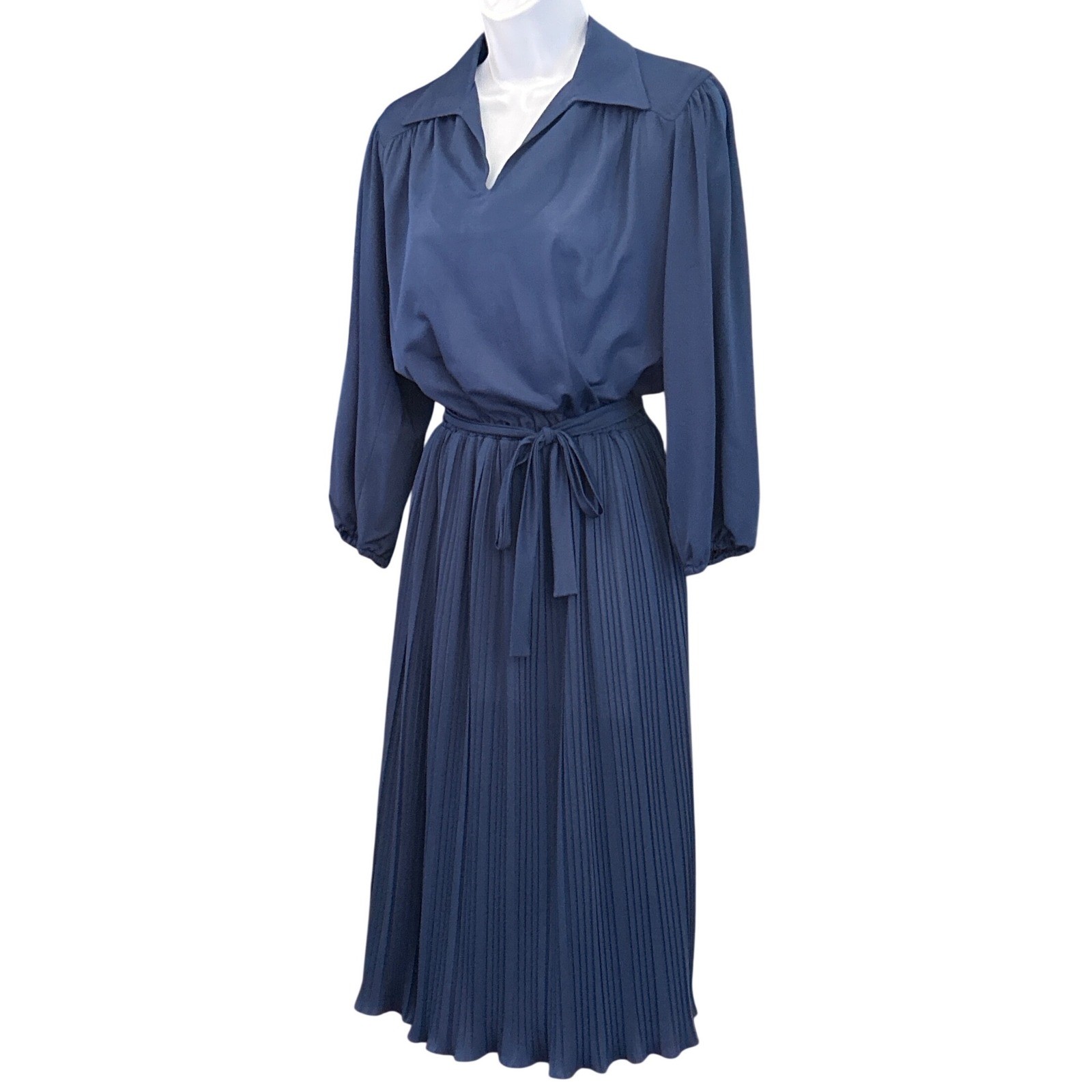 70s Jeanne Durrell Pleated Midi Dress Dark Academia Secretary Core