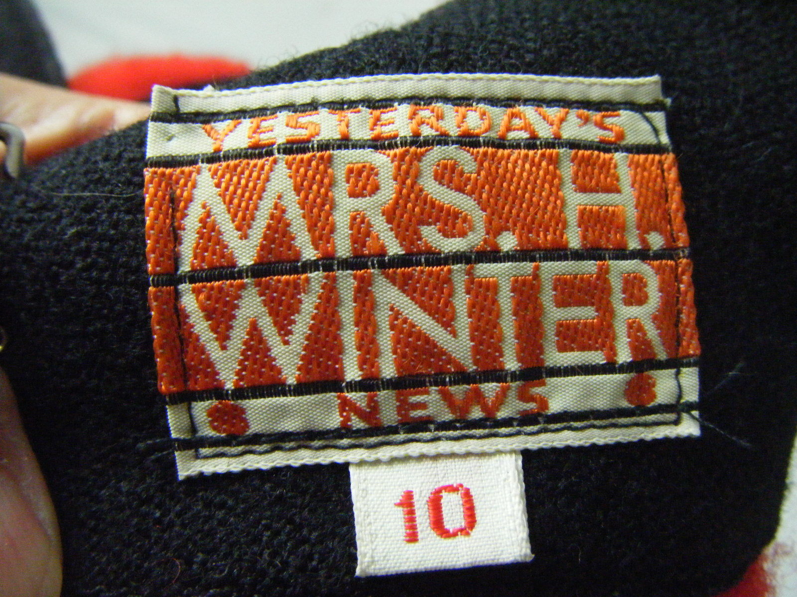 MRS H WINTER Rare Vtg Red/Black Avant Garde HUDSON BAY Blanket Coat- sz 10/M