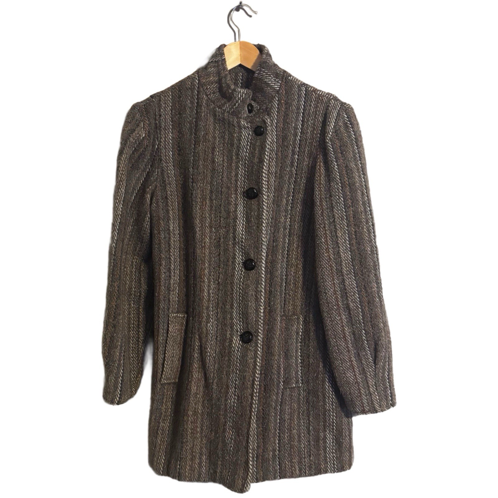 Rare Vintage 60’s/70’s Women’s Wool/Lined Mid Multi Color Striped Coat Size 9