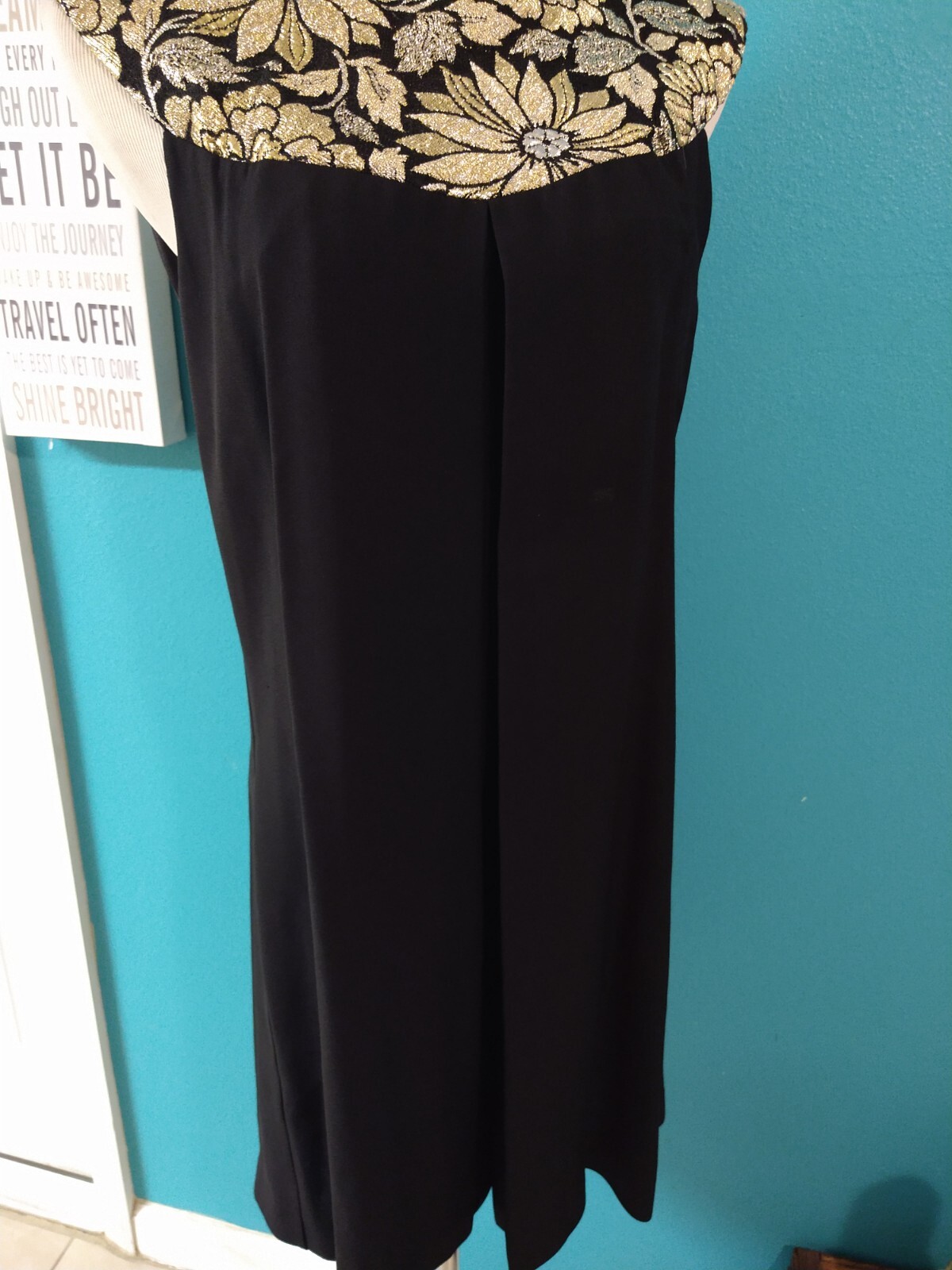 Vintage Gold And Black Dress Shorts/ Short Dress 60s Wanda Belli