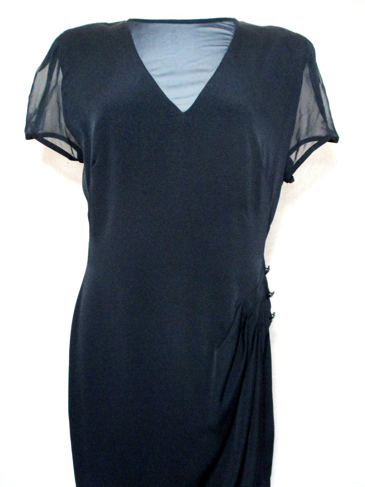 Vintage Barbara Barbara Dress Size M Women Black Sheer Sleeves