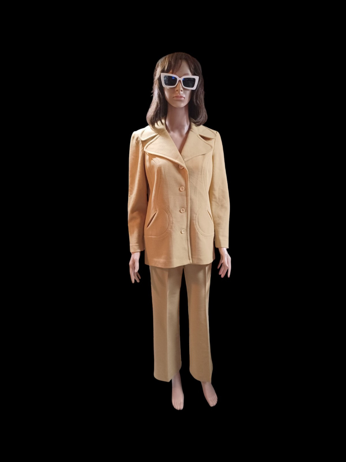 True VTG Mid-century 1960s 1970s Mod Polyester Joyce Suit Set S/M 60s 70s MCM