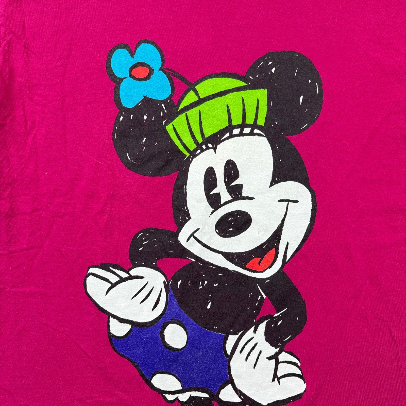 Vintage Disney Mickey & Co T-Shirt Adult XL Pink Minnie 90s Double Sided Graphic