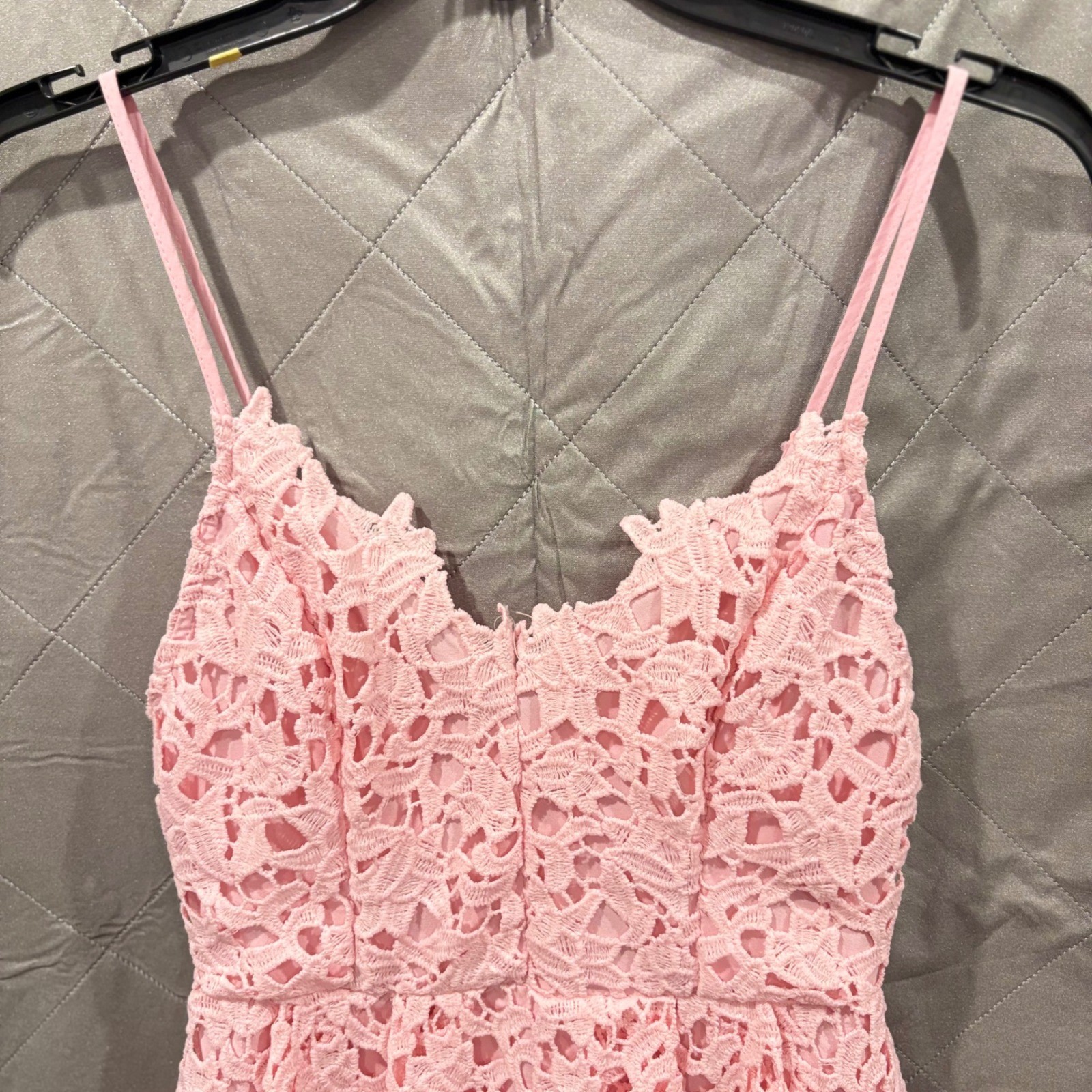 Autumn Wedding Guest Dress Lace Midi Fit Flare Cami Blush Pink ASTR the Label Sm