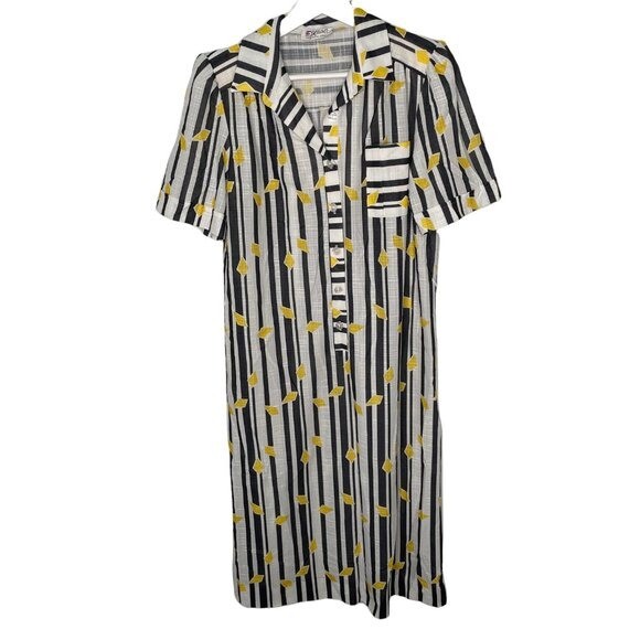 Vintage Black Yellow Geometric Shirt Dress Size Medium D’allaird’s of Canada