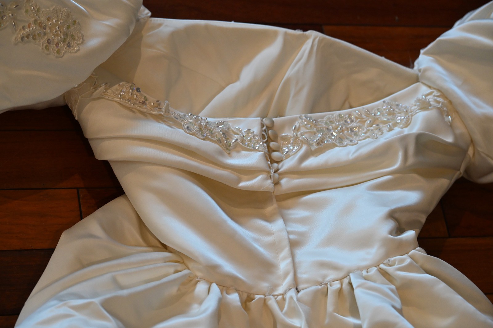 Vintage 80’s Piccione Wedding Dress Puff Sleeves Princess Gown XS Ivory