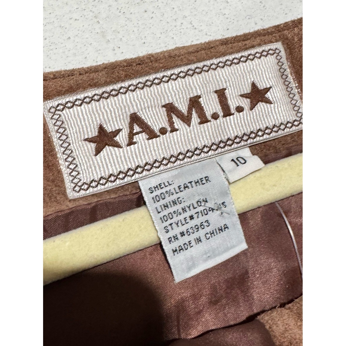 AMI NWT Vintage Leather Suede Skirt Size 10 Brown Western Coastal Cowgirl Fall