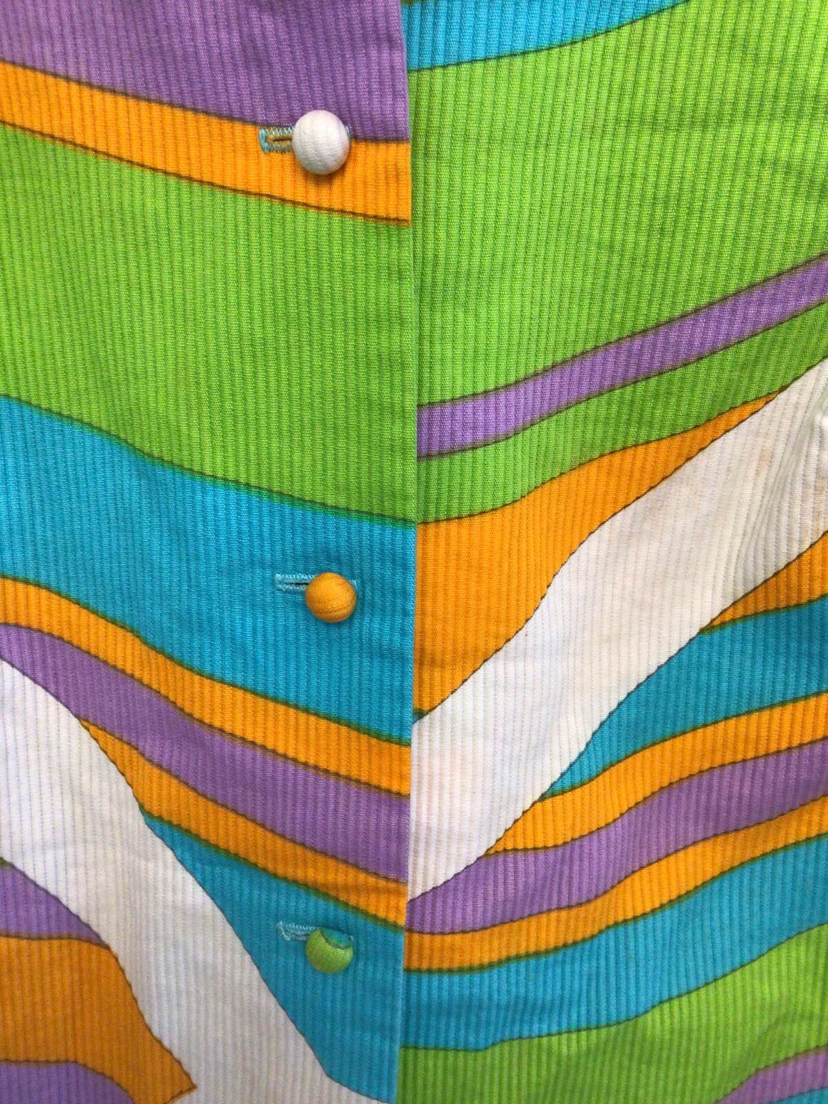 VINTAGE TORI RICHARDS HONOLULU COLORFUL 70’s MOD GOGO BUTTON WOMANS MINI DRESS