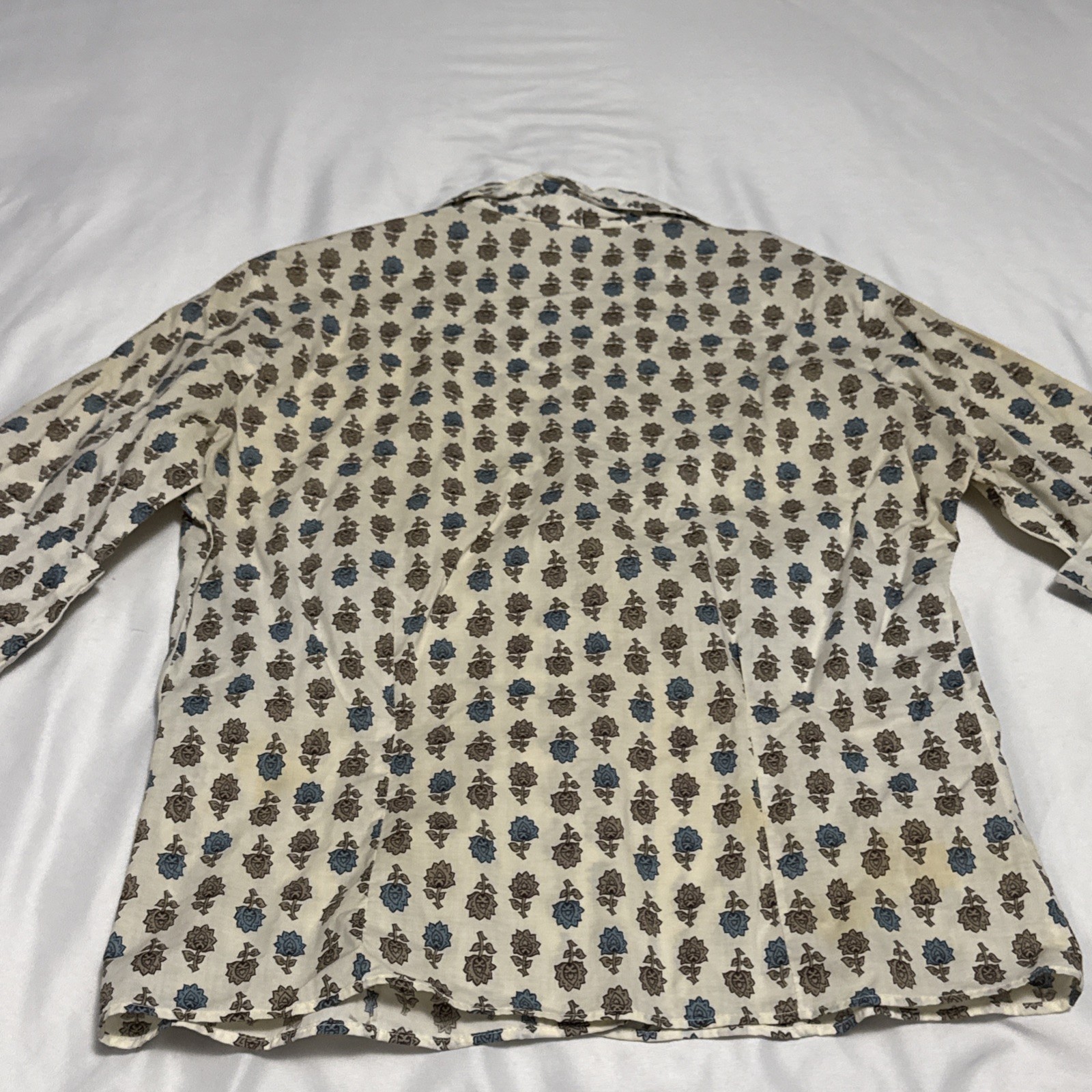 1960’s-1970’s Ship N Shore Button Up Blouse Shirt Rose Floral Pattern VTG READ