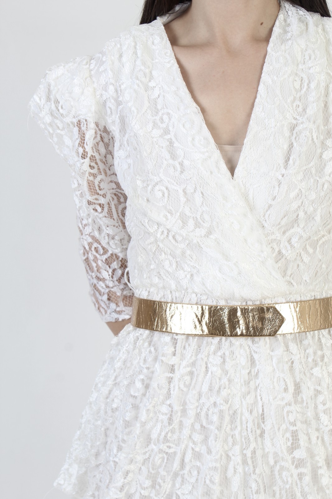Vtg Wht Lace Asymmetrical Dress Hi Lo Hem Tulip Skirt Cocktail Bridal Wrap Gown