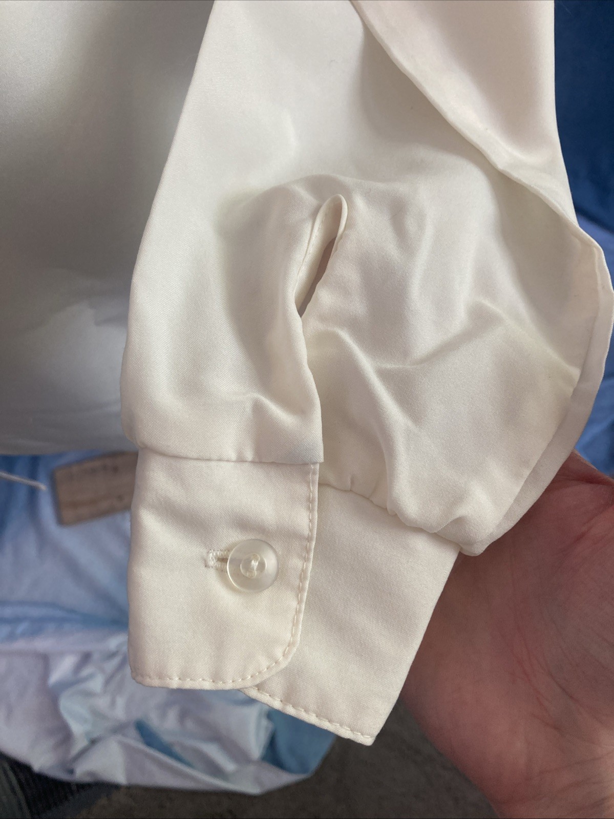 VTG 80s Vicki Wayne Off White Sheer Secretary Blouse Shirt Buttons Medium FLAW