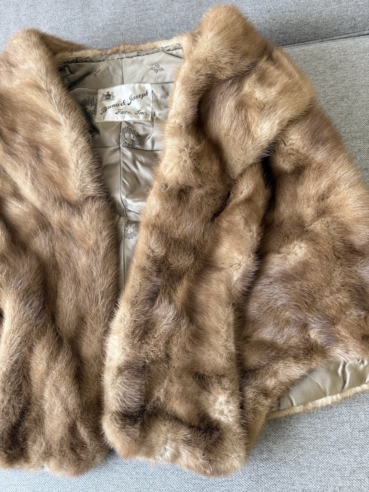 Vintage Mink Fur Stole Bolero Bruno & Joseph Furs Brown Real Fur Mid Century