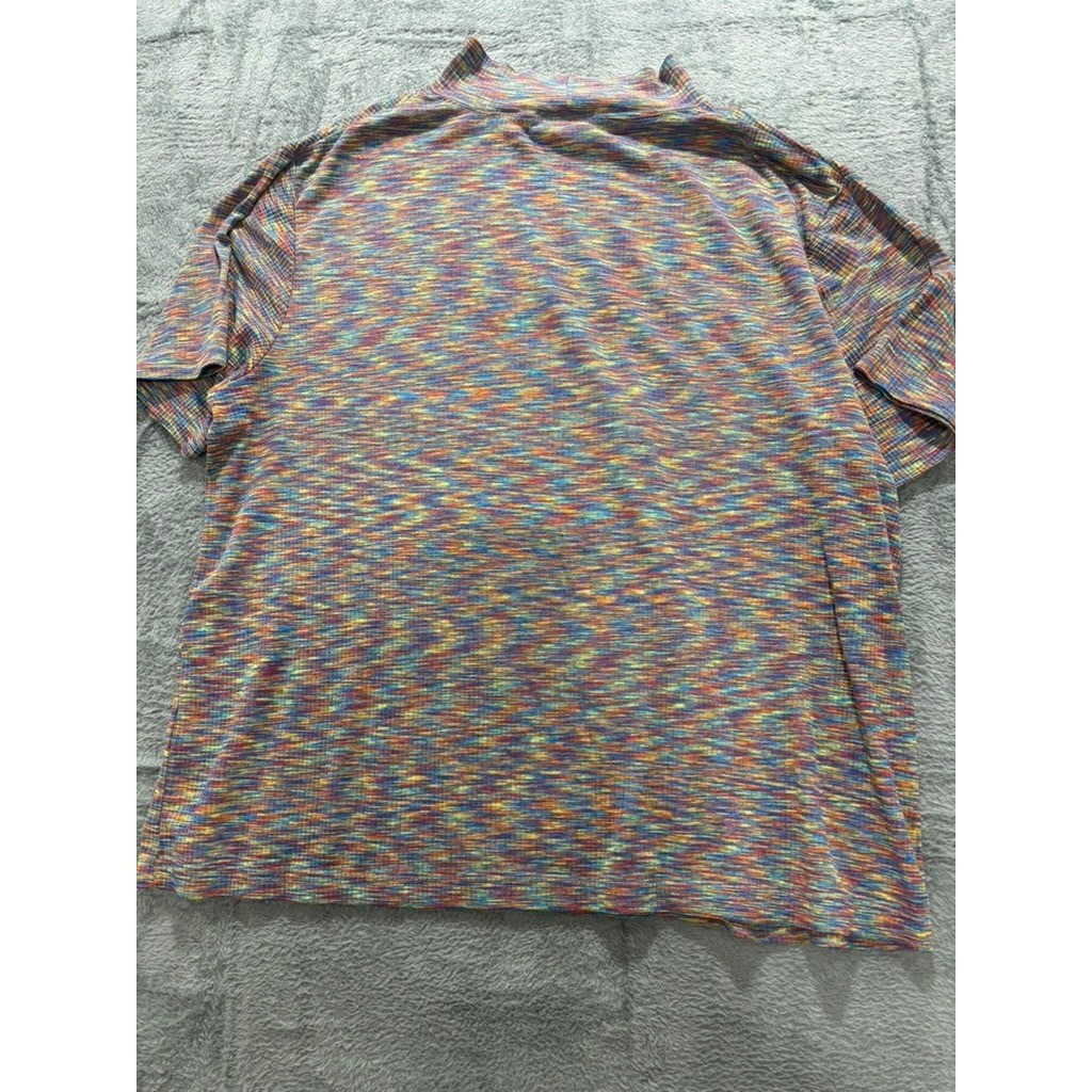 Venezia Jeans 2X Top Womens 18 20 Multicolor Mock Neck Y2K Stretch Retro Tee