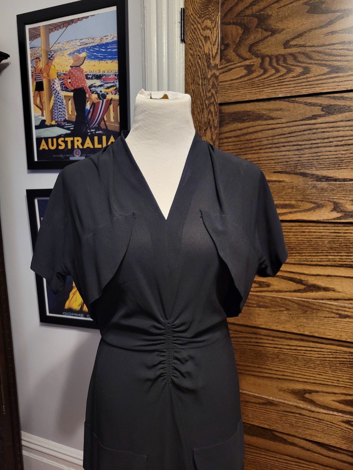 Vintage 1940s Black Rayon Dress – Excellent Condition – Size S