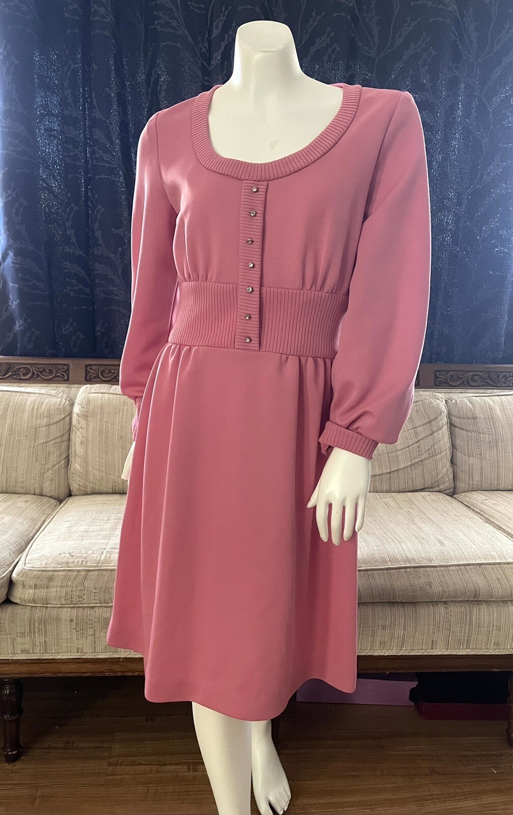 VTG Pink Barbiecore Alison Ayres Fit Flare Mini Sweater Dress Sz XS/S 60’s 70’s