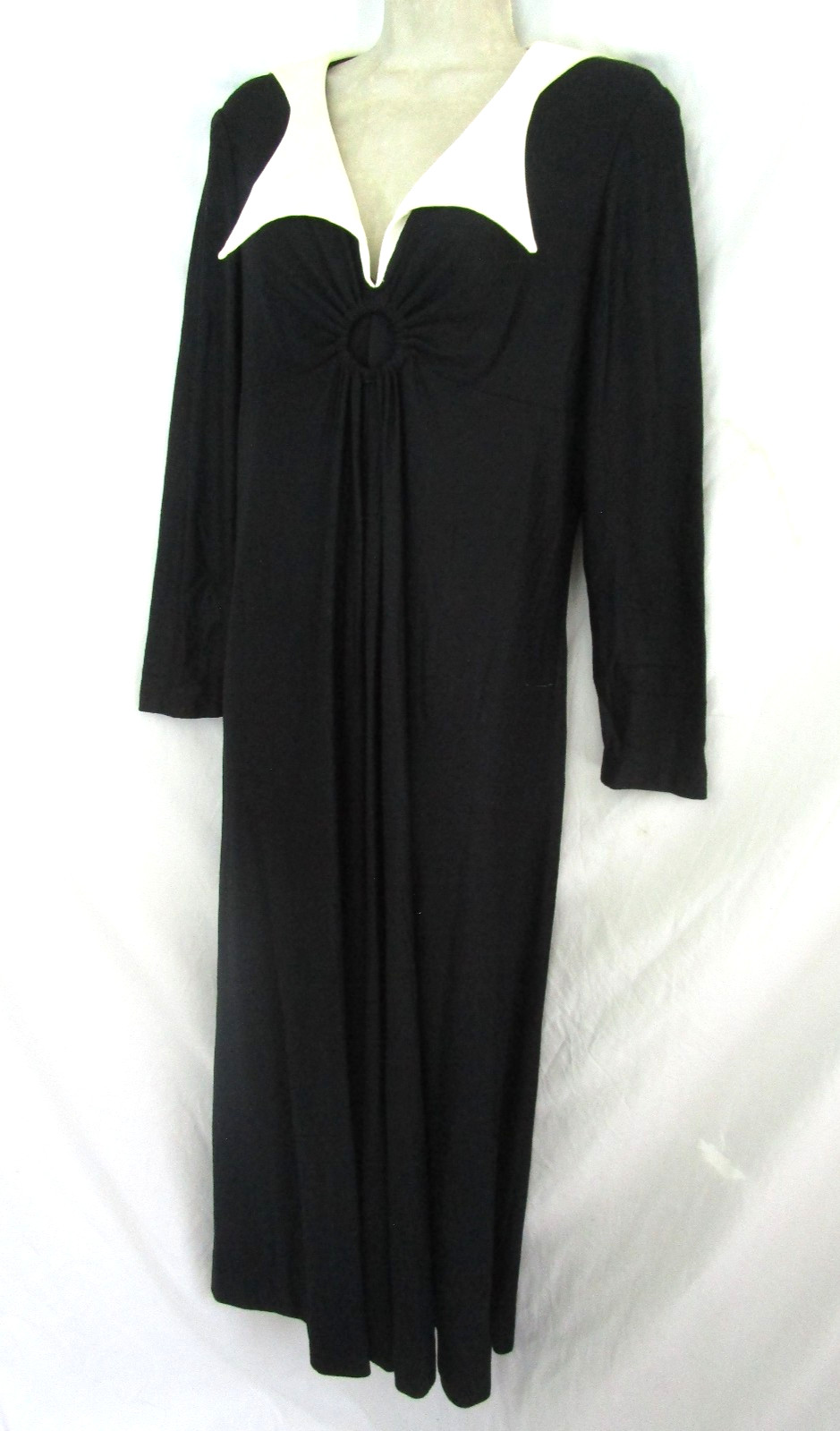 Vtg Goth Hostess Wednesday Peekaboo Keyhole Black Maxi Party Dress Handmade Gown