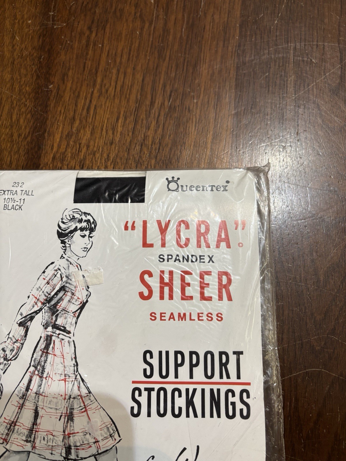 Vintage Support Stockings Queentex Black New In Sealed Pack Extra Tall Seamless