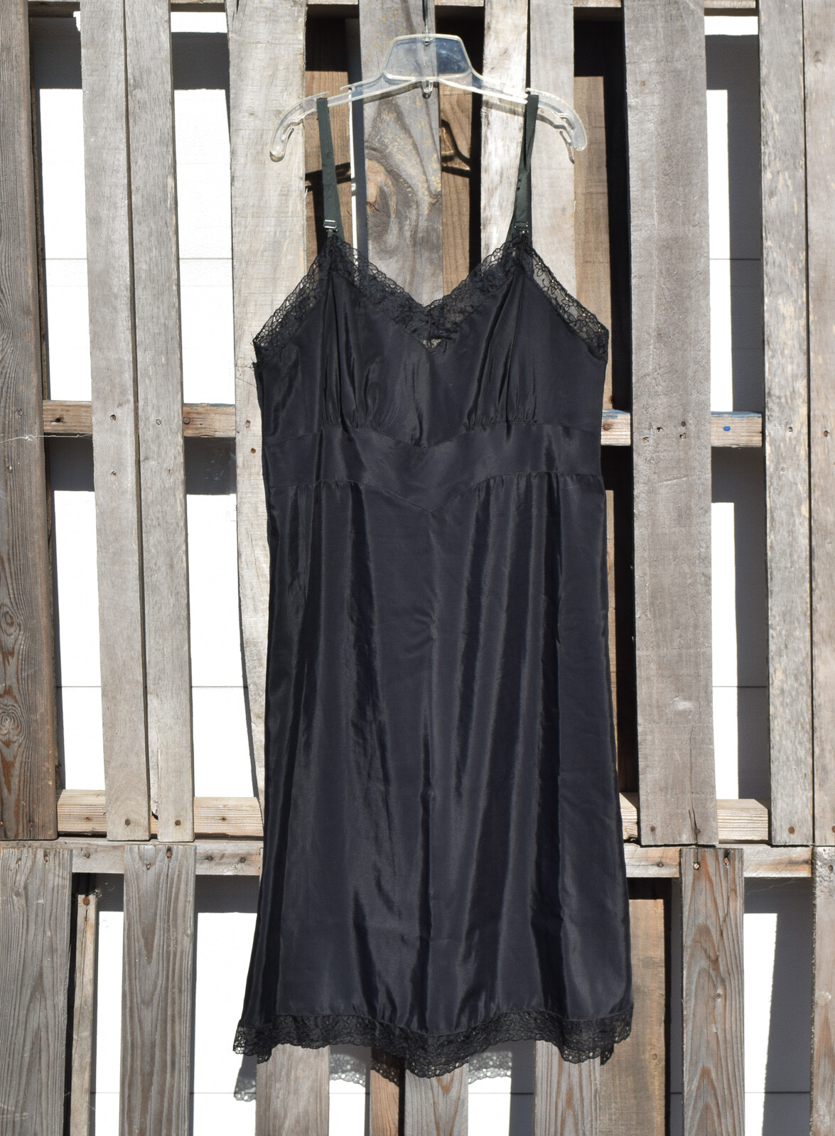 Vintage Barbizon Colette Crepe Remarque Black Slip Sz 18.5 Little Lady