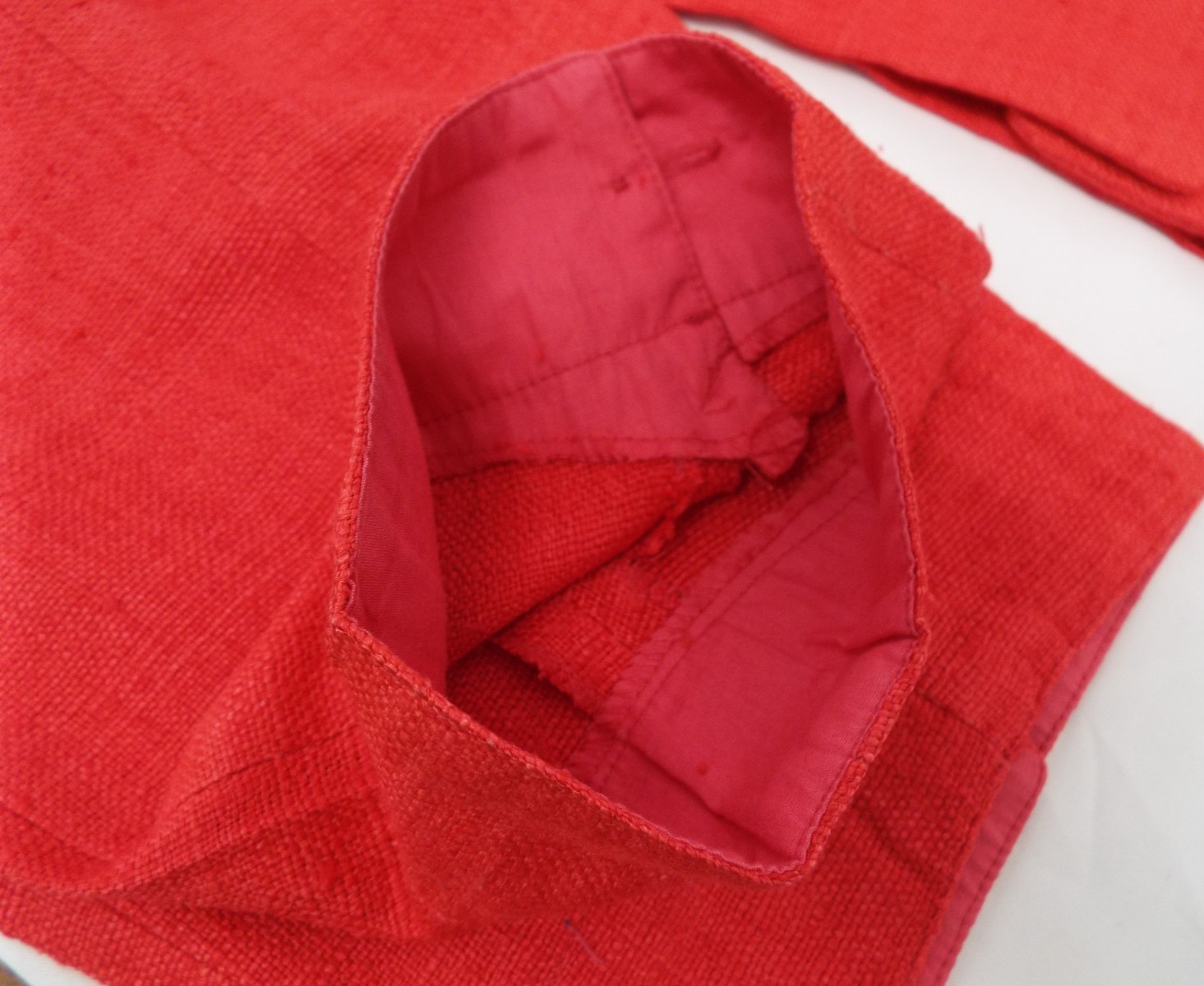 Vintage 1980s KENZO Red Silk Suit Cropped Blazer Jacket & Pleated Pants 38 Small