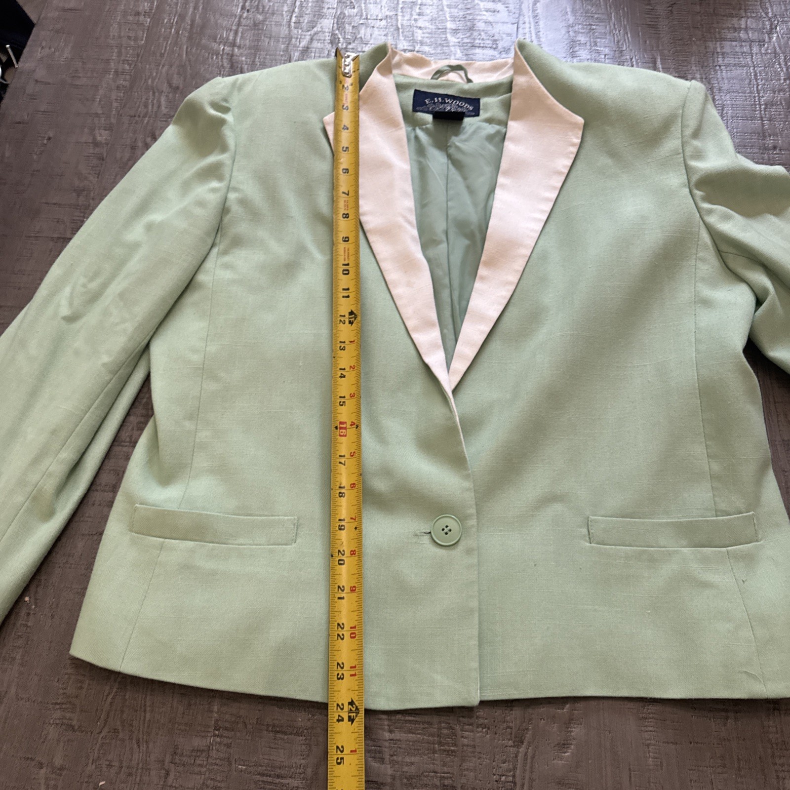 Vintage E.H Woods Skirt suit set Light Green Size 16 jacket shirt skirt Lined