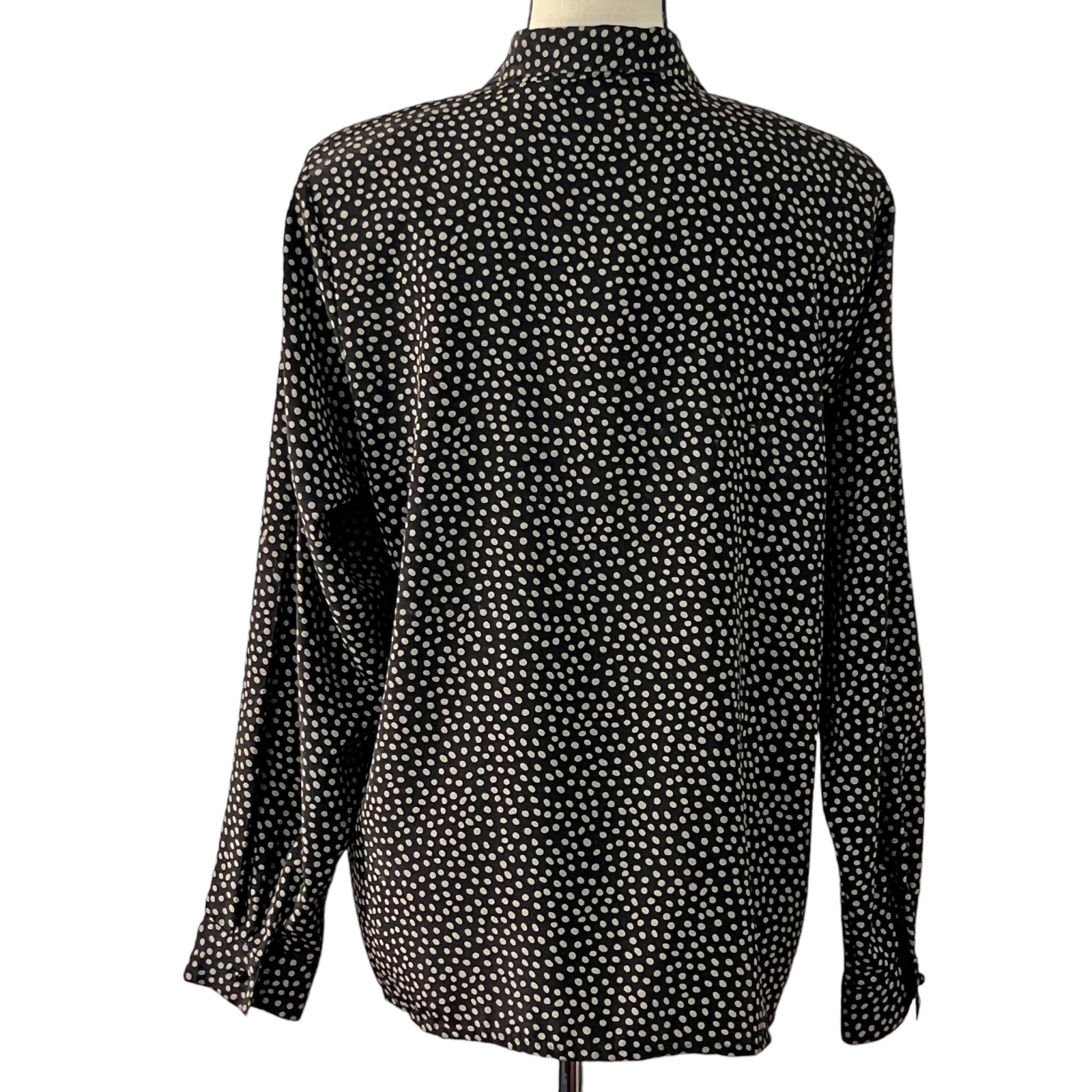 Vintage Brown Polka Dot Button Up Long Sleeve Shirt Size 12