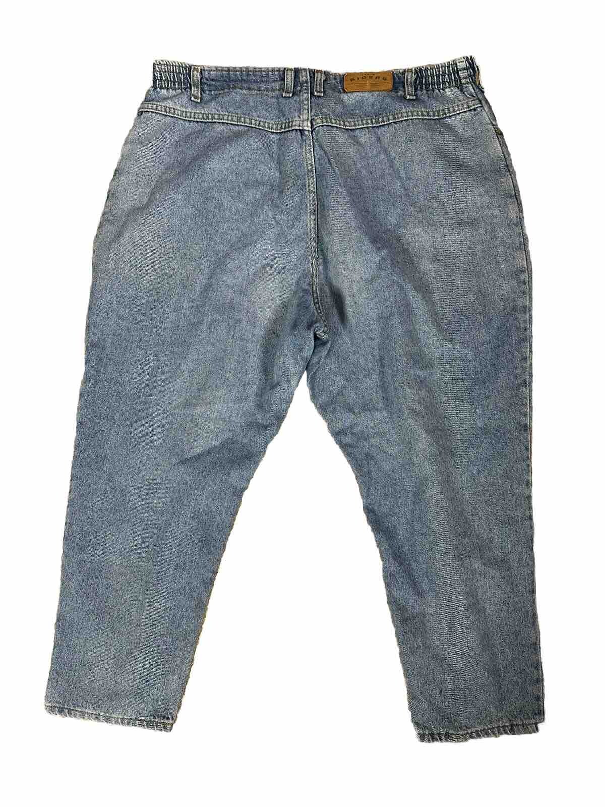 Vtg Riders Woman’s 24 W Petite blue denim jeans Elastic High Rise Mom 40×25 V2