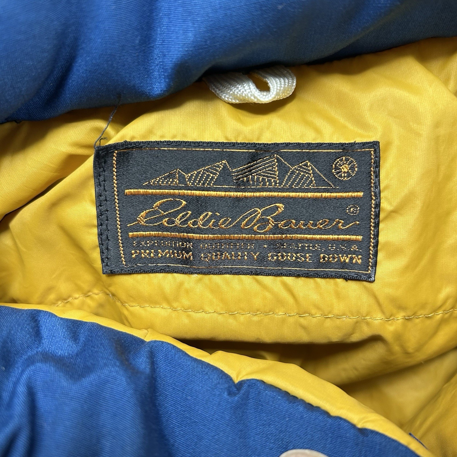 Eddie Bauer Vintage Goose Down Parka Lg Womens Blue Coat Jacket Puffer 70’s READ