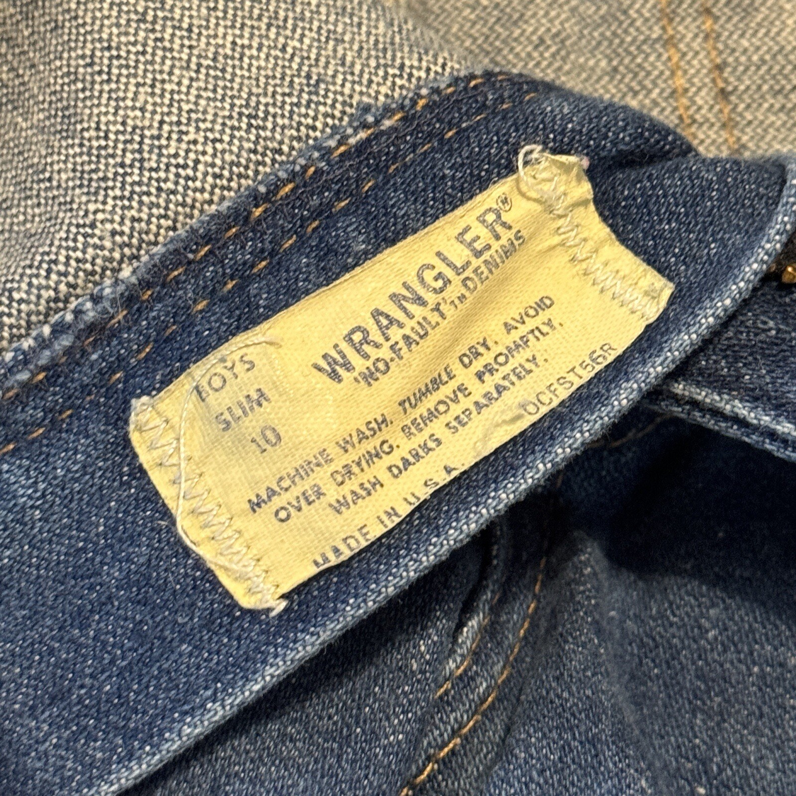 Vintage Wrangler Jeans Denim Kids Sze 10 Slim (23×23) Made In USA talon zipper