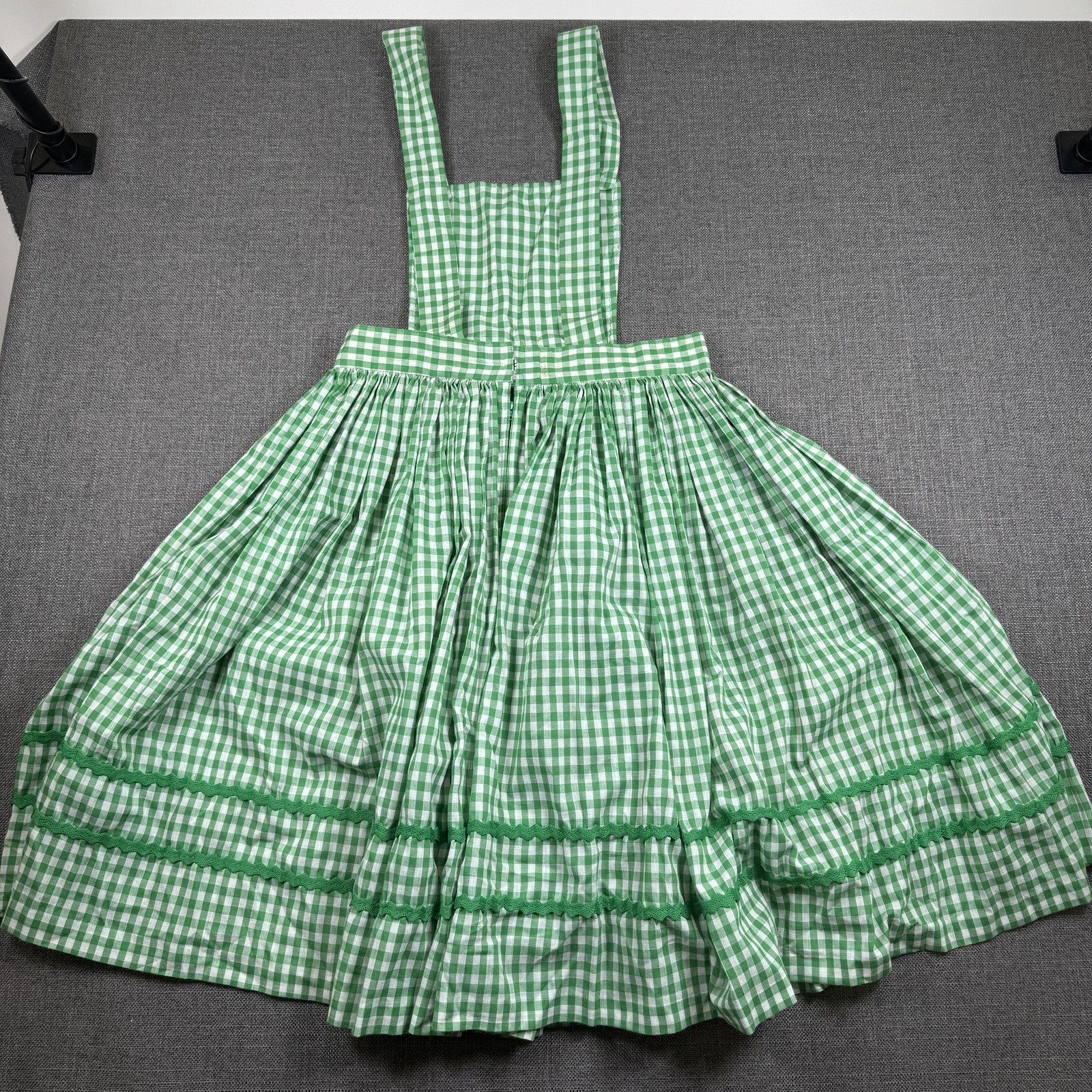 Handmade VTG Green White Gingham Pinafore Dress Womens Small Cottage Core Dance