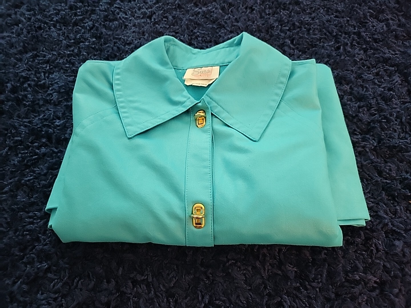 VINTAGE TEAL AQUA SERBIN SPORT Jacket Car COAT Women’s SIZE 10 Mod Made IN USA